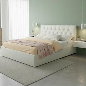 Кровать Verona велюр бежевый без П/М 1400x2000, изголовье мягкое