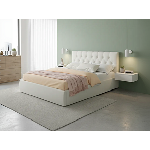 Кровать Verona велюр бежевый без П/М 1400x2000, ортопедическое основание, изголовье мягкое