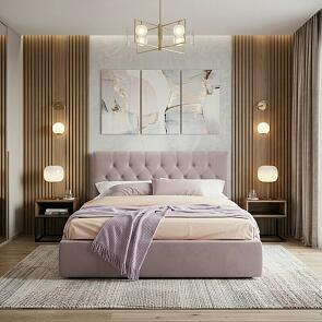 Кровать Verona велюр лиловый без П/М 1400x2000, ортопедическое основание, изголовье мягкое