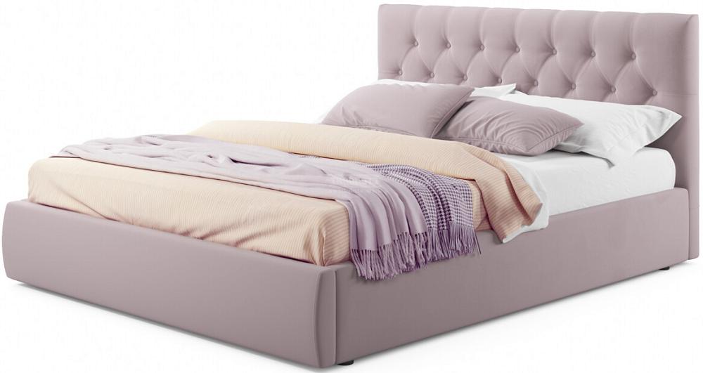 Мягкая кровать Verona 1400 лиловая с ортопедическим основанием мягкая кровать ameli 1400 мята пастель с ортопедическим основанием