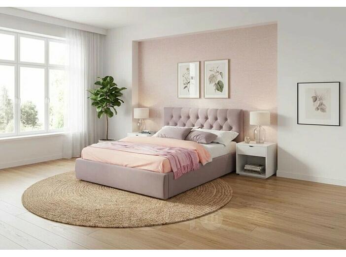 Кровать Verona велюр лиловый С П/М 1400x2000, ортопедическое основание, изголовье мягкое
