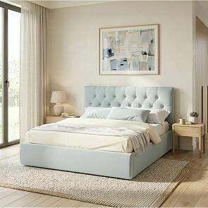 Кровать Verona велюр мятный без П/М 1400x2000, изголовье мягкое