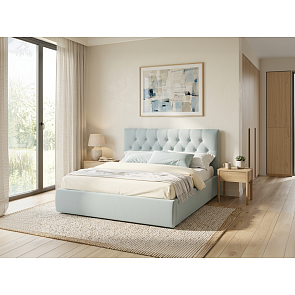 Кровать Verona велюр мятный без П/М 1400x2000, ортопедическое основание, изголовье мягкое