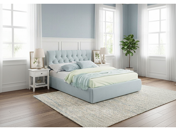 Кровать Verona велюр мятный С П/М 1400x2000, ортопедическое основание, изголовье мягкое