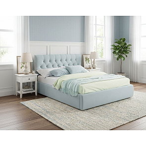 Кровать Verona велюр мятный С П/М 1400x2000, ортопедическое основание, изголовье мягкое
