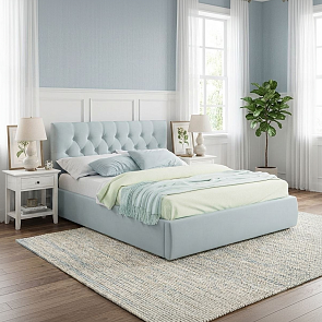 Кровать Verona велюр мятный С П/М 1400x2000, ортопедическое основание, изголовье мягкое
