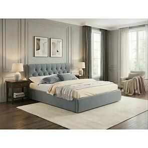 Кровать Verona велюр серый без П/М 1400x2000, изголовье мягкое