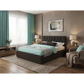 Кровать Verona велюр шоколадный без П/М 1400x2000, ортопедическое основание, изголовье мягкое