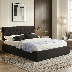 Кровать Verona велюр шоколадный с подъемным механизмом 1400x2000, ортопедическое основание, изголовье мягкое