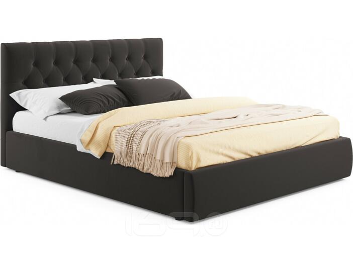 Кровать Verona велюр шоколадный С П/М 1400x2000, ортопедическое основание, изголовье мягкое