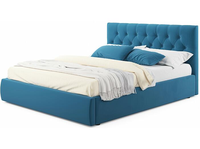 Мягкая кровать Verona 1400 синяя с ортопедическим основанием