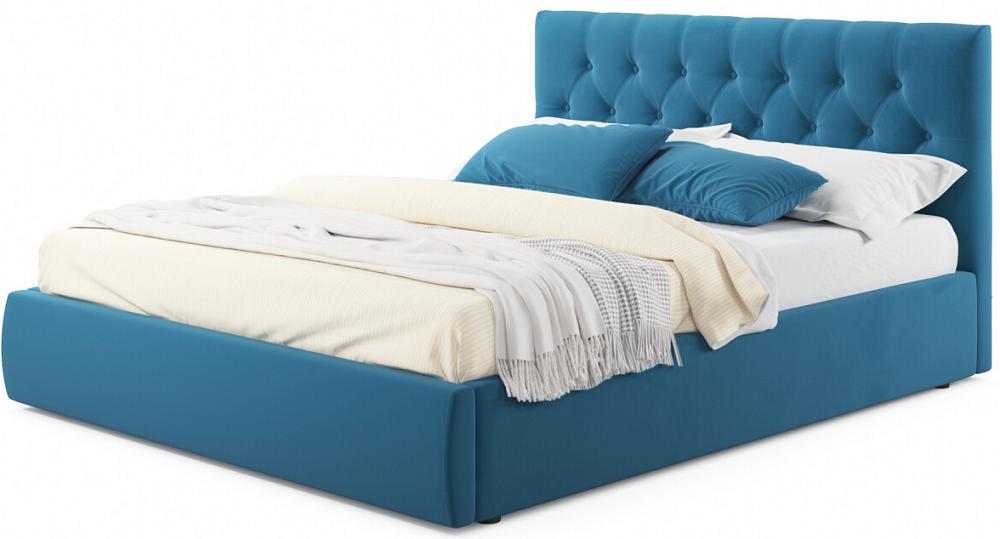 Мягкая кровать Verona 1400 синяя с ортопедическим основанием мягкая кровать verona 1600 синяя с подъемным механизмом