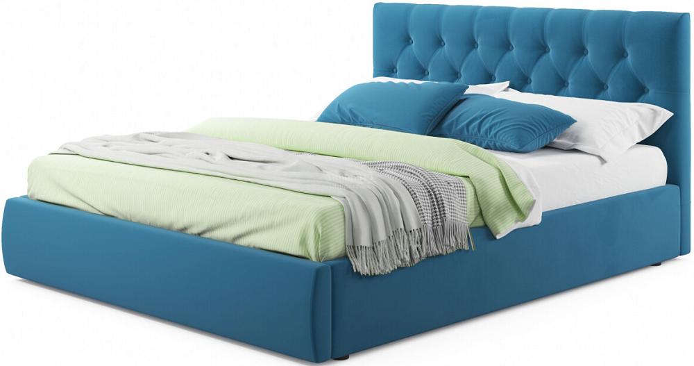 Мягкая кровать Verona 1400 синяя с подъемным механизмом