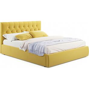 Кровать Verona велюр жёлтый без П/М 1400x2000, ортопедическое основание, изголовье мягкое