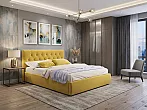 Кровать Verona велюр жёлтый без П/М 1400x2000, ортопедическое основание, изголовье мягкое