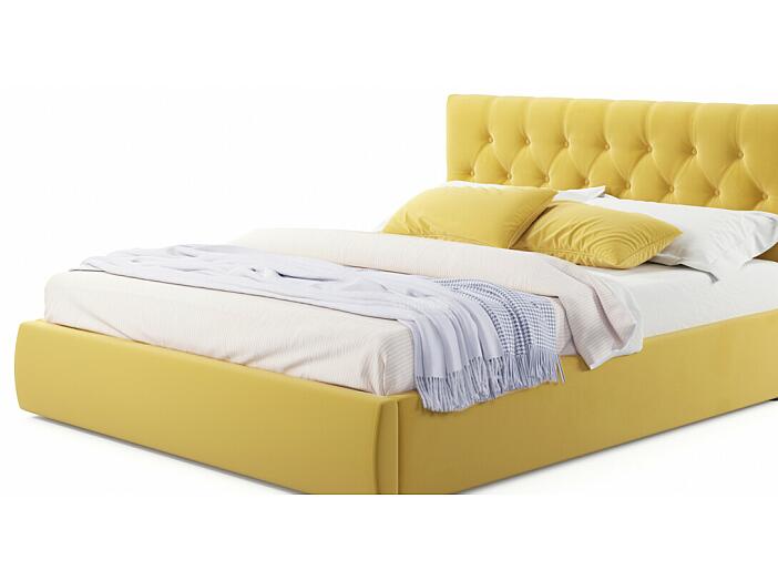 Мягкая кровать Verona 1400 желтая с ортопедическим основанием