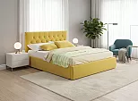 Кровать Verona велюр жёлтый С П/М 1400x2000, ортопедическое основание, изголовье мягкое