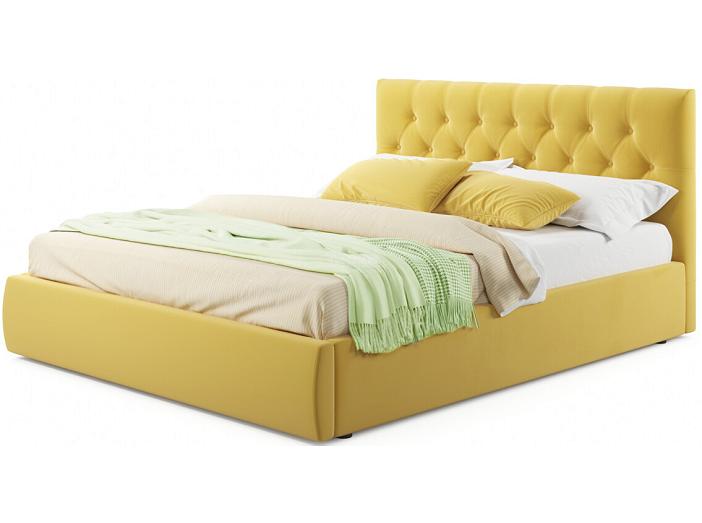 Мягкая кровать Verona 1400 желтая с подъемным механизмом