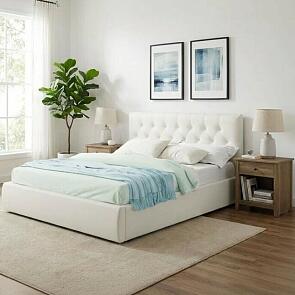 Кровать Verona велюр бежевый без подъёмного механизма 1600x2000, изголовье мягкое