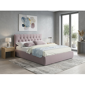 Кровать Verona велюр лиловый без П/М 1600x2000, ортопедическое основание, изголовье мягкое