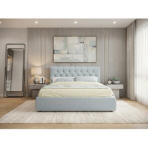 Кровать Verona велюр мятный без П/М 1600x2000, ортопедическое основание, изголовье мягкое