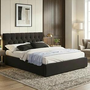 Кровать Verona велюр шоколадный без подъёмного механизма 1600x2000, изголовье мягкое