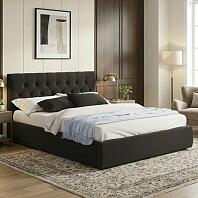 Кровать Verona велюр шоколадный с подъемным механизмом 1600x2000, ортопедическое основание, изголовье мягкое