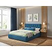 Кровать Verona велюр синий без подъёмного механизма 1600x2000, изголовье мягкое