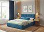 Кровать Verona велюр синий без П/М 1600x2000, ортопедическое основание, изголовье мягкое