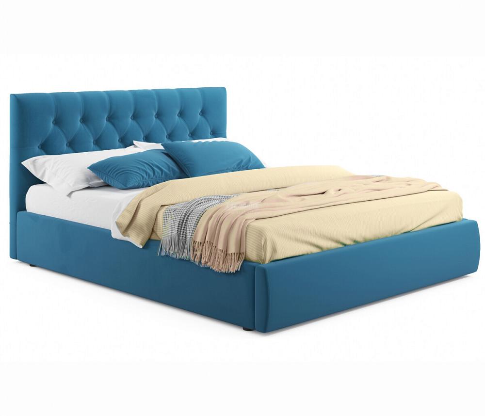 Мягкая кровать Verona 1600 синяя с ортопедическим основанием мягкая кровать verona 1800 синяя с подъемным механизмом