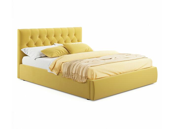 Мягкая кровать Verona 1600 желтая с ортопедическим основанием