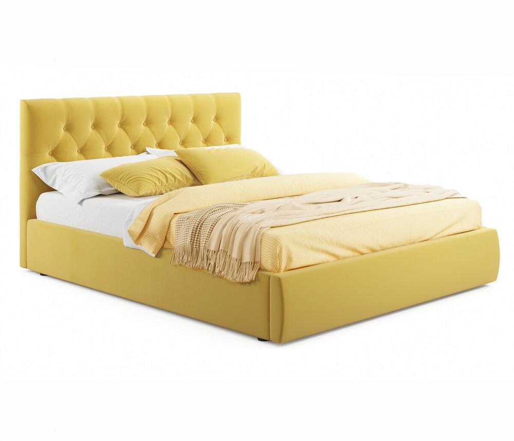 Мягкая кровать Verona 1600 желтая с ортопедическим основанием мягкая кровать ameli 1800 желтая с ортопедическим основанием