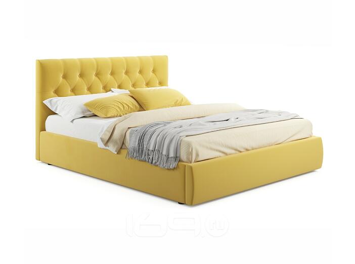 Мягкая кровать Verona 1600 желтая с подъемным механизмом
