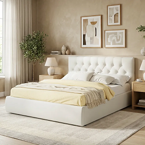 Кровать Verona велюр бежевый С П/М 1800x2000, ортопедическое основание, изголовье мягкое