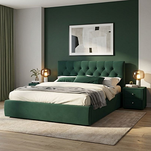 Кровать Verona велюр изумруд без подъёмного механизма 1800x2000, изголовье мягкое