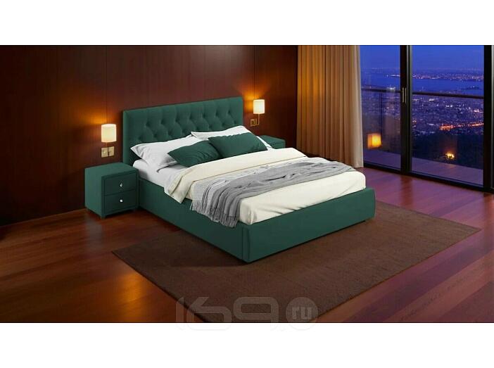 Кровать Verona велюр изумруд без подъёмного механизма 1800x2000, изголовье мягкое