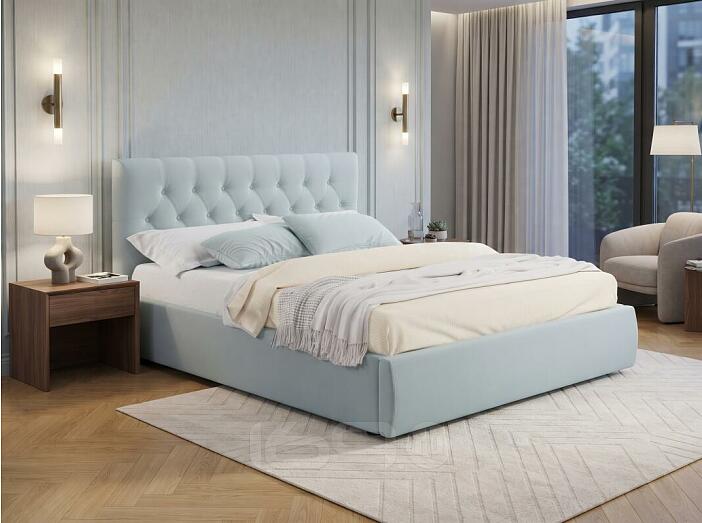 Кровать Verona велюр мятный без П/М 1800x2000, ортопедическое основание, изголовье мягкое