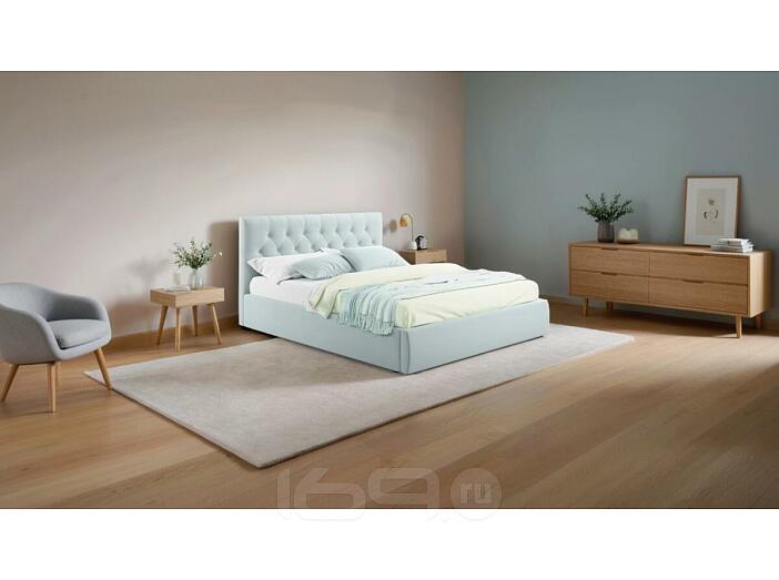 Кровать Verona велюр мятный С П/М 1800x2000, ортопедическое основание, изголовье мягкое