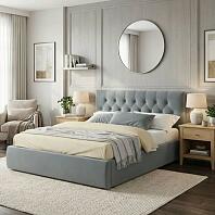 Кровать Verona велюр серый с подъемным механизмом 1800x2000, ортопедическое основание, изголовье мягкое