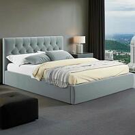 Кровать Verona велюр серый с подъемным механизмом 1800x2000, ортопедическое основание, изголовье мягкое