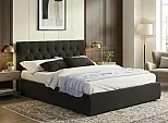 Кровать Verona велюр шоколадный С П/М 1800x2000, ортопедическое основание, изголовье мягкое