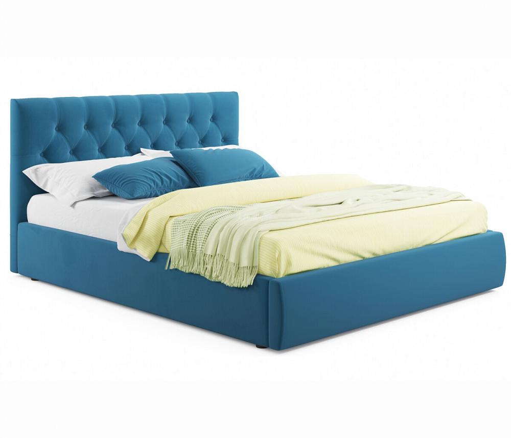 Мягкая кровать Verona 1800 синяя с ортопедическим основанием Браво 80-НМ0409, цвет синий