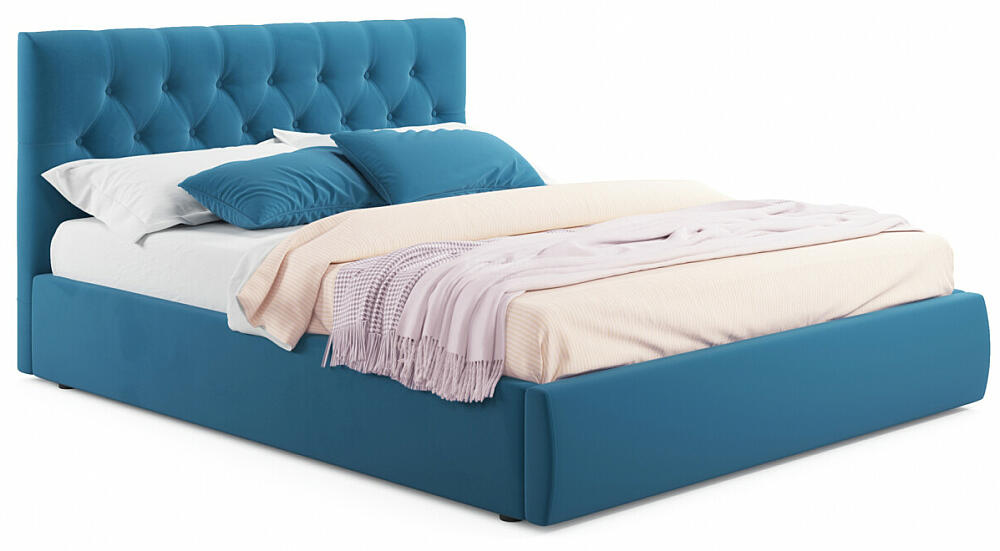 Мягкая кровать Verona 1800 синяя с подъемным механизмом 27000₽