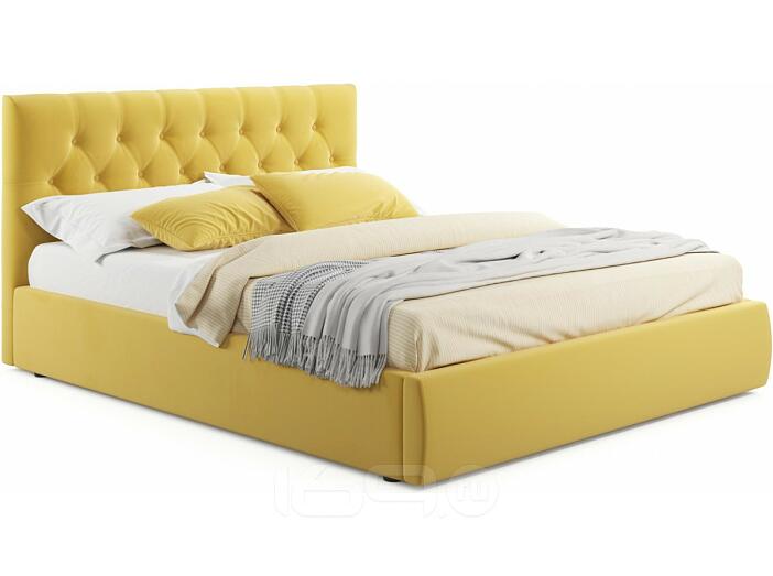 Кровать Verona велюр жёлтый без П/М 1800x2000, ортопедическое основание, изголовье мягкое