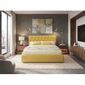 Кровать Verona велюр жёлтый без П/М 1800x2000, ортопедическое основание, изголовье мягкое