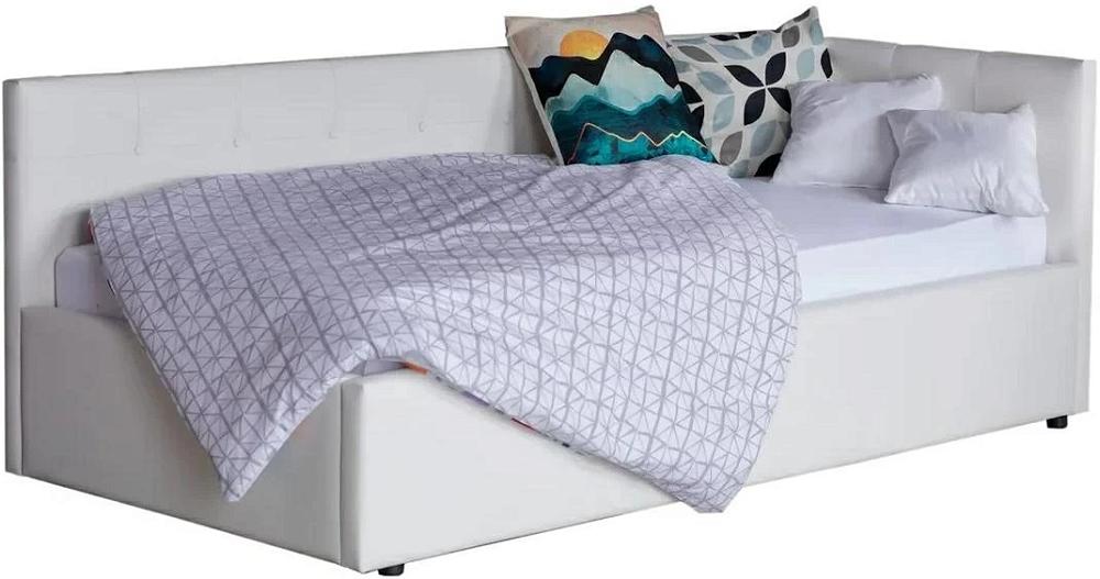 Односпальная кровать-тахта Bonna 900, БП/М, экокожа, Белый мягкая интерьерная кровать стефани 1600 п м экокожа белый