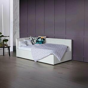 Кровать Bonna экокожа белый С П/М 900x2000, ортопедическое основание, изголовье мягкое