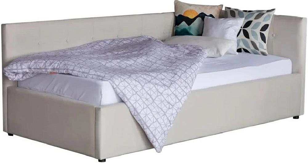 Односпальная кровать-тахта Bonna 900, БП/М, ткань, Бежевый мягкая интерьерная кровать стефани 1400 п м ткань жёлтый