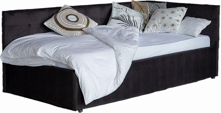 Односпальная кровать-тахта Bonna 900, БП/М, ткань, Чёрный мягкая интерьерная кровать стефани 1400 п м ткань жёлтый