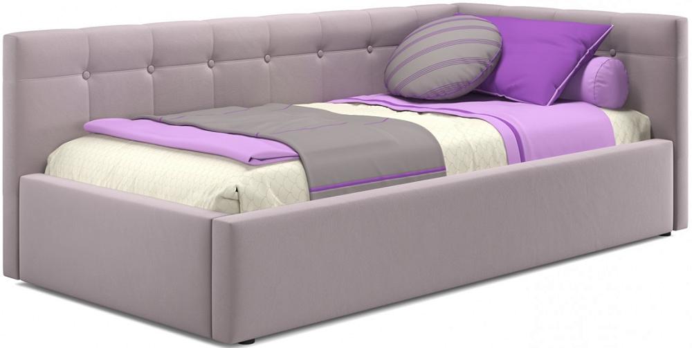 Односпальная кровать-тахта Bonna 900, БП/М, ткань, Лиловая мягкая интерьерная кровать селеста 1200 п м ткань лиловая